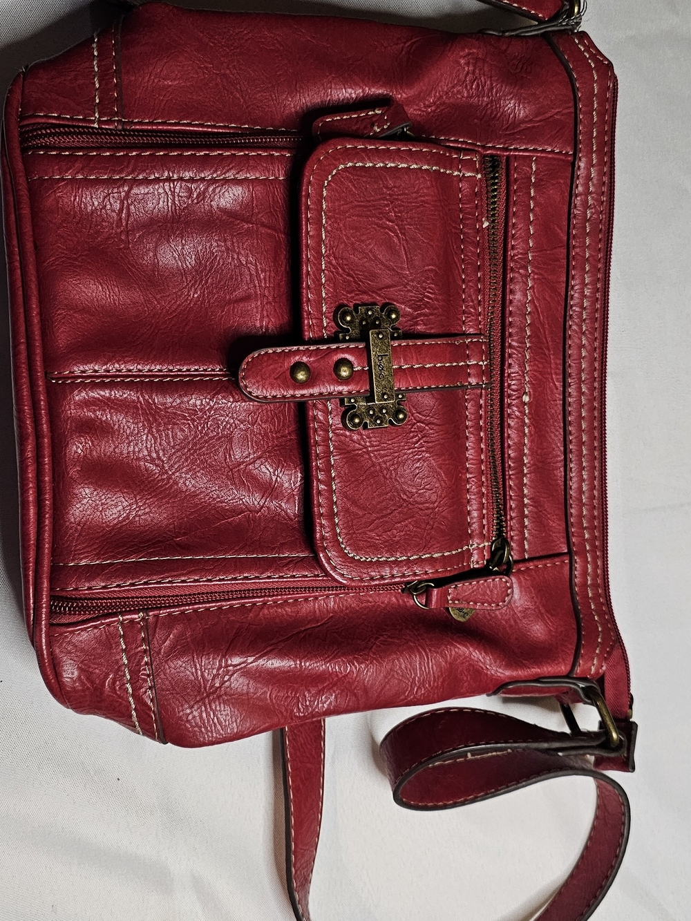 boc Red Women's Crossbody Bag with Brass-Tone Clasp